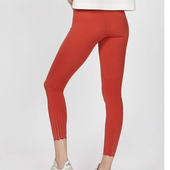 Varley Women's Size XS Orange Scalloped Hem Wesley Leggings - Picture 1 of 6